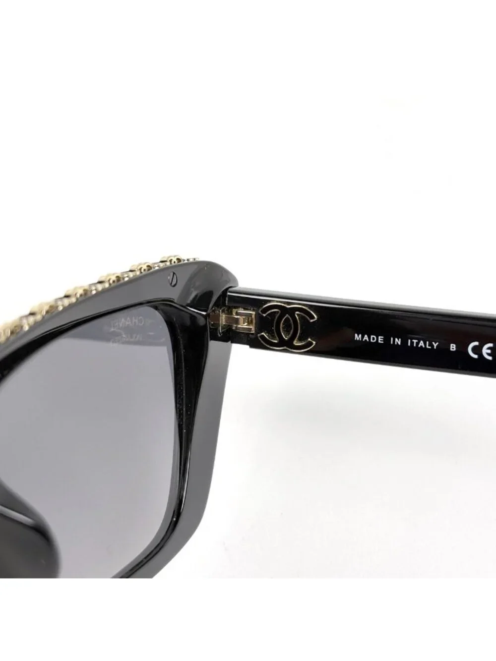 Chanel Butterfly Shape Sunglasses CC Logo Acetate Black Eyewear